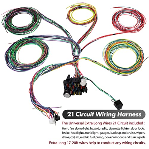 Universal 21 kružni kabelski snop komplet Extra dugačka standardna boja 17 osigurača za GM Chevy