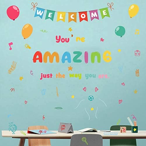 Dobrodošli u školski zidni naljepnica, inspirativni citat zadivljujuću zidnu naljepnicu, balone