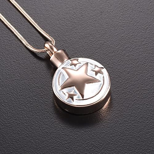 Biaihqie od nehrđajućeg čelika zvijezda okrugla kremiranje privjesak Memorijal ogrlica pepeo urn