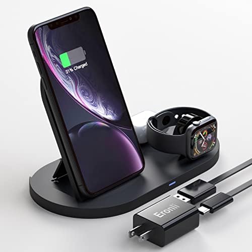 Eronli 3 in 1 Wireless Charger for Apple Products, Qi-Certified Fast Charging Station with 20W USB-C Power Adapter