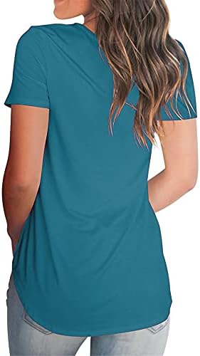 Andongnywell ženske ležerne majice sa čvrstim bojama kratki rukav V izrez Loose Summer Casual Tunic Tops