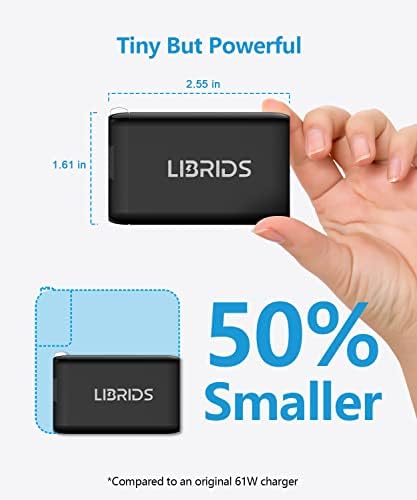 LIBRIDS USB C punjač, Gan II 65W USB C zidni Punjač Adapter za brzo punjenje, PD 3.0 blok punjača