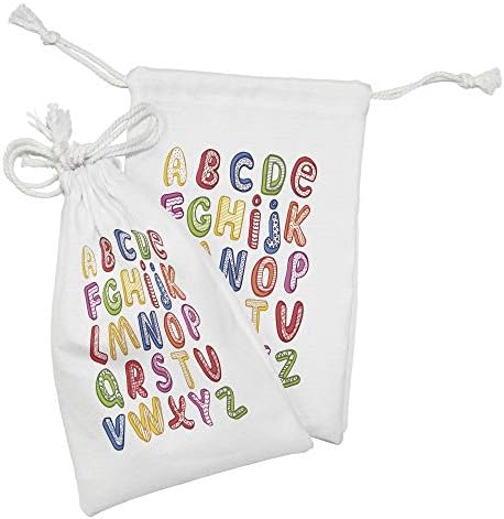 AMBESONNE Science tkanina torba od 2, ručno izvučeno šareno 3D stil ABC slova uzorci radosnog zabavnog