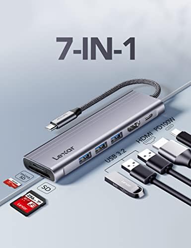 Lexar H31 USB C priključna stanica HDMI 4K @ 60Hz, 7-in-1 OTG USB C Hub Multiport adapter dongle sa 3