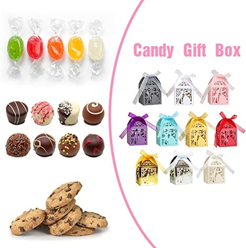 Ikasefu 50pcs Party Favorit Boxes Love Heart Bride BrideGoom Candy Box Hollow Cookie Poklon kutije Slatka čokoladna