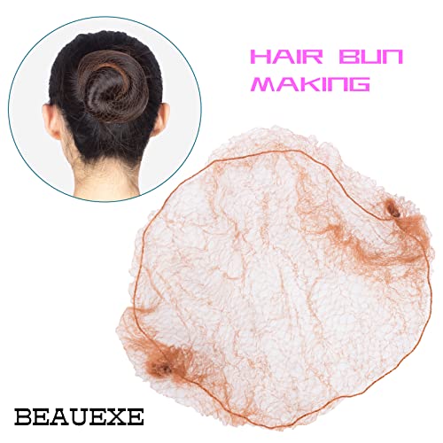 BEAUEXE Light Brown Hairnets 30 kom Invisible Hair Nets Elastic Edge Mesh for Women Bun Ballet Dancer Kitchen