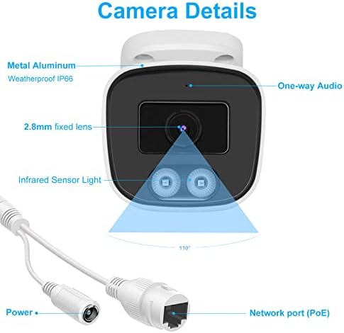 ANPVIZ 4MP POE IP metak sa mikrofonom / audio, IP sigurnosnom kamerom vanjska unutrašnja, noćna