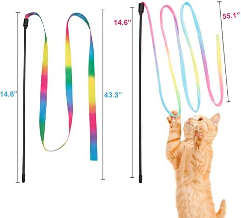 Coppthinktu 3kom Cat Wand Toy Interaktivna mačka Rainbow Wand Toys, slatke mačke mačiće igračke za mačke