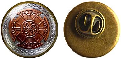 Celtic Cross Broo, stakleni pin, keltski čvor, keltski nakit, Celtic Broo, okultni nakit, muški broš, M112
