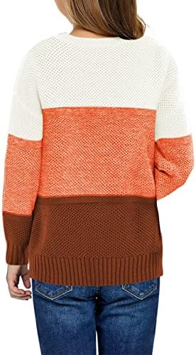 Sidefeel djevojke ' Dugi rukav pleteni džemper u boji blok Crewneck slatka topla pulover odmor 4-13Y
