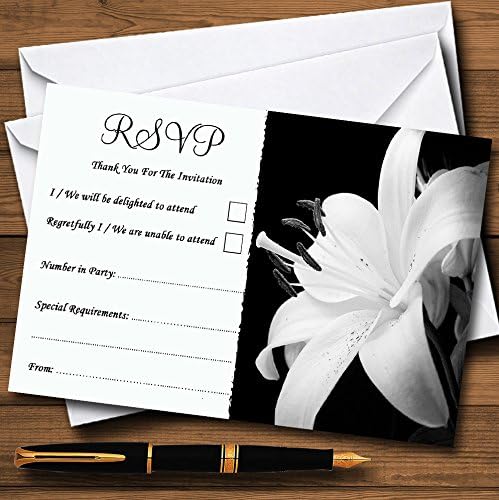 Zapanjujući ljiljani cvijet crne bijele crvene personalizirane RSVP kartice