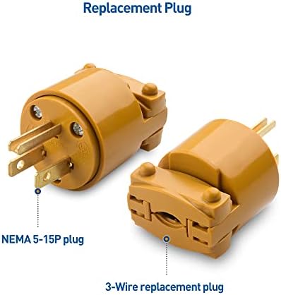 Kablovi su važni 3-Paket 15a 125V 3 krak zamjenski utikač, UL naveden u smeđoj boji