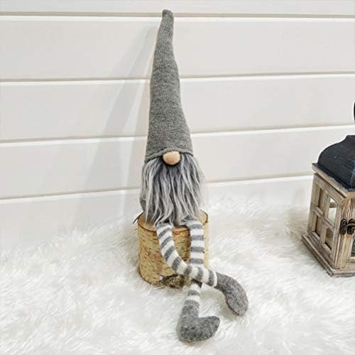 Nuobesty Handmade Božić Gnome Tomte, švedske Santa Figurine sjedeći dugog nogu, uređenje odmora, 2pcs