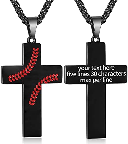 Zocomi Bejzbol ogrlica za dječake i muškarce, lanac privjesaka od nehrđajućeg čelika 24 inča, inspirativni