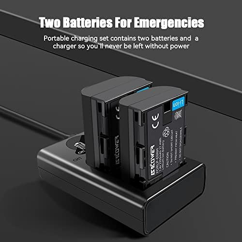 Skorower 2 paket LP-E6NH baterija 2350mAh i dvostruki punjač za baterije za Canon EOS R5 R6