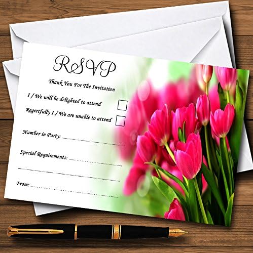 Vruće ružičaste tulipane personalizirane RSVP kartice