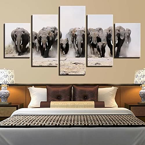 Zidni umjetnički dekor dnevne sobe Wildlife Afrika Slonovi 5 komakanvas Home Accent moderna trpezarijska dekoracija
