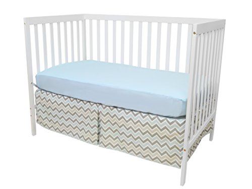Američka kompanija za bebe pamuk Percale opremljeni krevetić i zigzag suknja, plava, za dječake i djevojke
