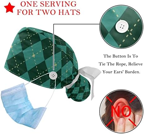 Radni kapu sa tipkama i vrpcama za žene 2 pakete Sažetak Blok u boji Podesivi uniseks hirurški grmlja