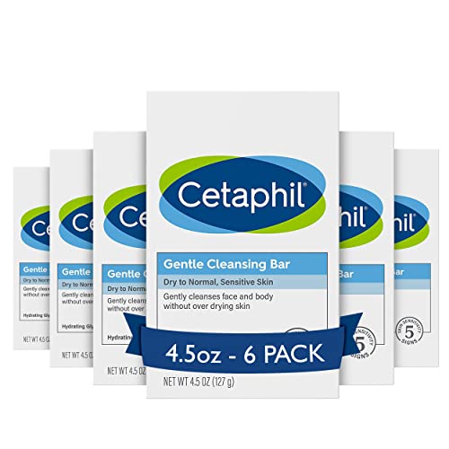 CETAPHIL Gentle Cleansing Bar, 4.5 Oz Bar , hranjiva traka za čišćenje za suhu, osjetljivu kožu,