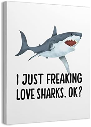 Ja samo ludi Love Sharks OK uokvirena platnu zid Art Decor 11×14 inch,morski život akvarel