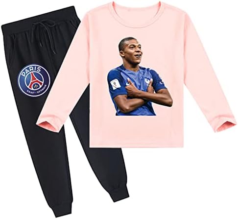 ATEECP Boy Girls Mbappe grafički grafički rewint dukserica i jogging hlača-psg novost pulover