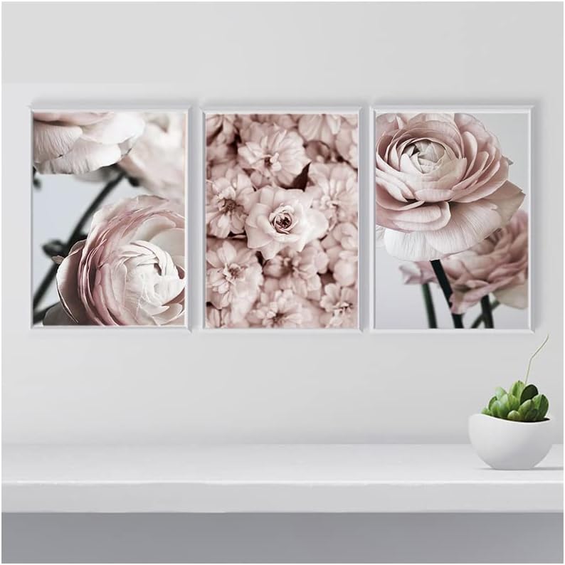 Triptych Bloom Peony Nordic panel set of 3 Wall Art diamond mosaic Painting by Numbers flower sticker Unframd