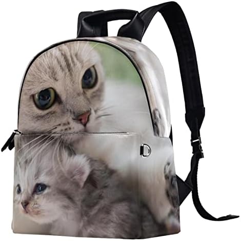 Tbouobt kožni putnički ruksak lagani laptop casual ruksak za žene muškarci, životinjske dvije mačke
