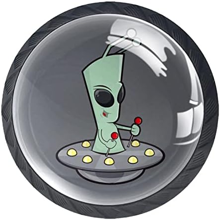 Kraido Retro Funny Cartoon Alien uzorak ladice za ladice 4 komada okrugli ormar za vijke pogodne