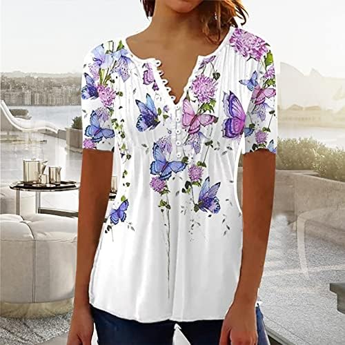 SMIDOW Plus Size Tunic Tops za žene trendi 2023 Boho Floral Shirts kratki rukav zarez v izrez t-Shirt grafički Tees bluza