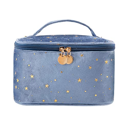 HOYOFO baršunasta torba za šminkanje s ručkom kozmetičke torbe s držačem četke za šminkanje putna torba
