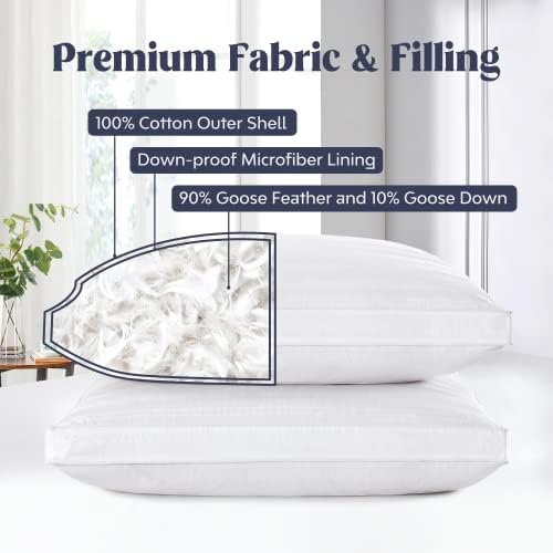 Puredown® guska perje i dolje jastuk, jastuk za spavanje, kolekcija hotela Gussetd 2 vanjski zaštitnici,