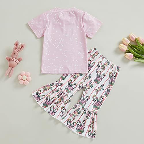 TODDLER Baby Girls Uskršnje odijelo Zec zečje majice kratkih rukava na vrhu cvjetne pantalone za ljetnu