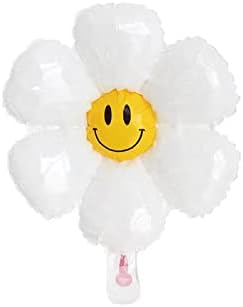 10pcs Daisy baloni sa osmijehom lica Grovy Party Dekoracije BOHO bijeli cvjetni balon za rođendanske