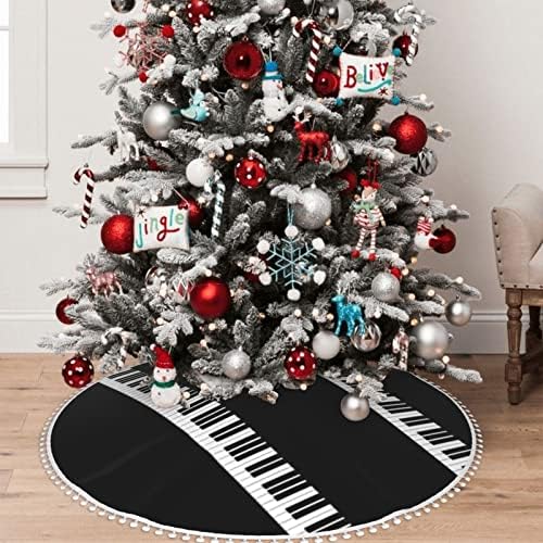 Suknja za božićnu drvvu sa pom trim-bijelim klavirnim ključem za odmor Božićni ukrasi 48