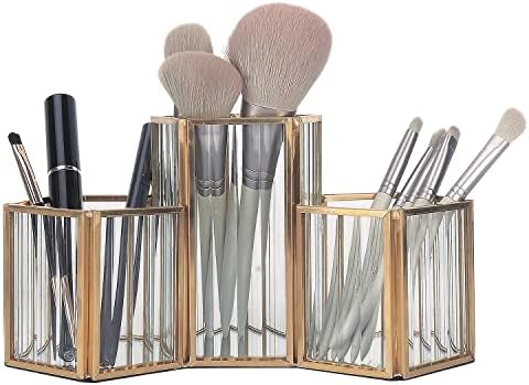 K cool makeup brush Holder Organizator, 3 Slot Gold Metal kozmetika brushes Storage, četke kup za Vanity£stol,