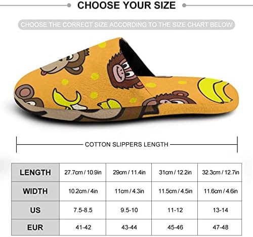 Slatka lica majmuna i banana muške kućne papuče meke toplo Klizanje na cipele za spavaće sobe sa anti-Skid