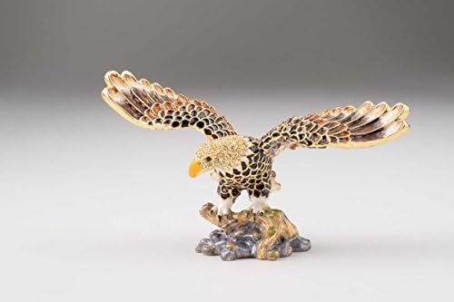 Keren Kopal Brown Eagle Faberge Styled Trinket kutija za ručno izrađena s Swarovskim kristalima