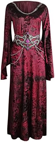 Witch Dress Costume with Hood Vintage gotic V izrez Dugi rukav Dress Dark Vampire party Halloween