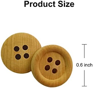 Eowoan 50 kom Drveni šivanje, 4 rupa okrugla gumb, pogodna za DIY zanate / šivanje / ručno rađene
