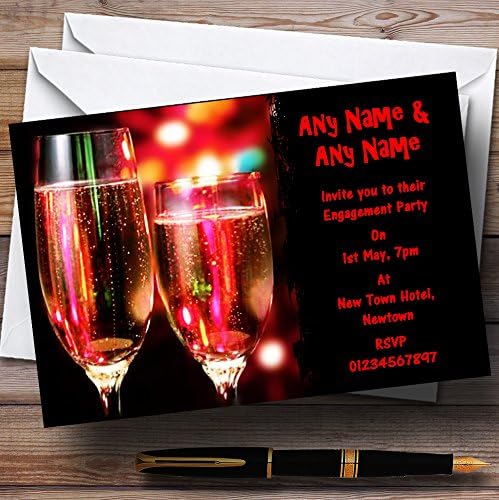 The Card Zoo crvena naočala šampanjca za angažovanje stranke personalizirane pozivnice