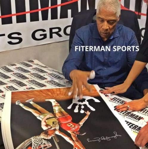 Julius Dr. J Erving Hand Print Neutrect 20x36 Canvas potpisan JSA Z65915 - AUTOGREM NBA ART