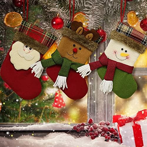 Božićna ukras pribor mali božićni snjegovići čarape Dječje božićne čarape Candy Socks poklon torba Privjesak ornament kuke sa perlama