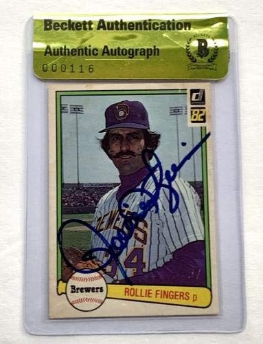 Rollie Fingers potpisan 1982. Donruss kartica Brewers beaball Beckett COA - bejzbol ploče sa autogramiranim