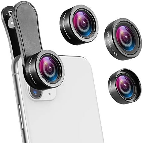 Criacr objektiv kamere za telefon, 198° Fisheye objektiv, 15x makro sočivo, 0,65 X širokougaoni