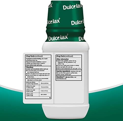 Dulcolax tečni laksativ, laksativ bez stimulansa za udobno olakšanje, okus trešnje, 12 oz.