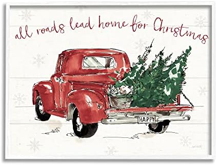 Stupell Industries Početna za Božićnu inspirativna stabla u Crvenom kamionu, dizajn Anne Tavoletti
