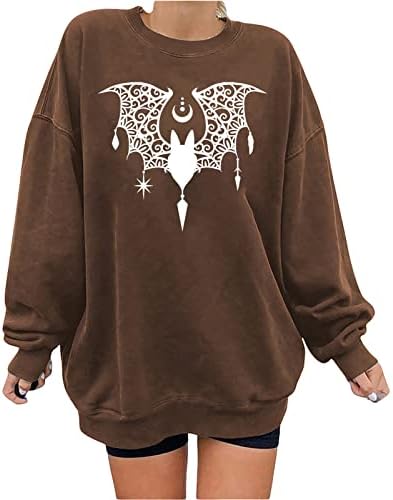 Žene casual crewneck dukserica Halloween Bat grafički ispis pulover na vrhu pada dugih rukava slobodne
