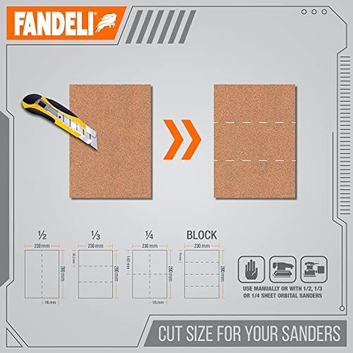 Fandeli | višenamjenski brusni papir / 100 Grit | 25 listova 9 x 11 | / idealno za brušenje metalnih,
