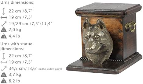 Sibirski Haski, spomen, urna za pseći pepeo, sa statuom psa, ArtDog